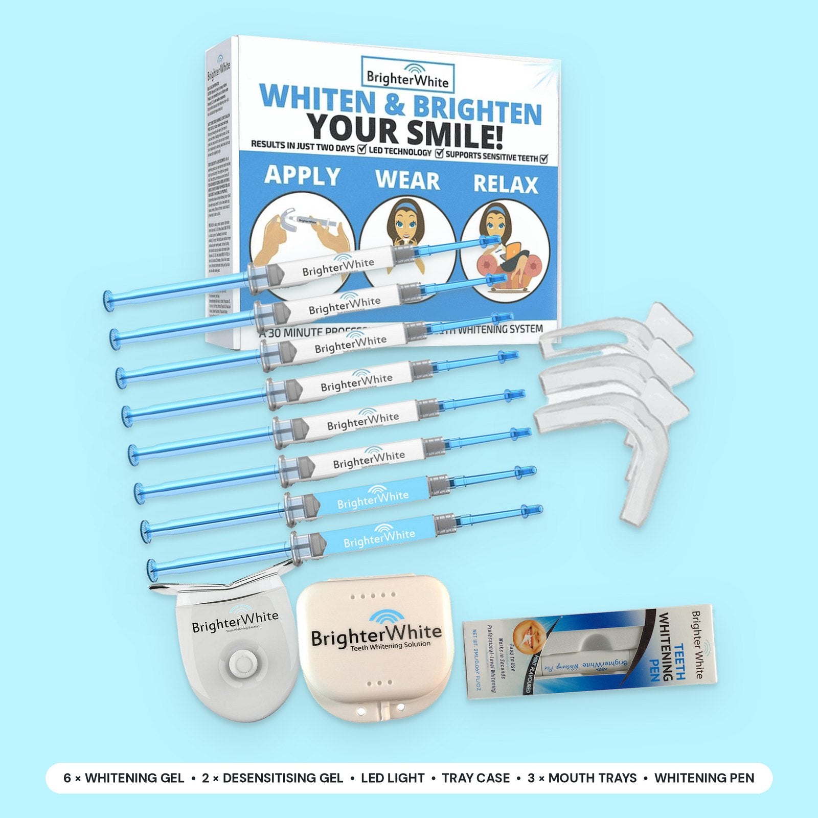 Teeth Whitening Kit Value Pack – 6 Month Supply + Free Pen